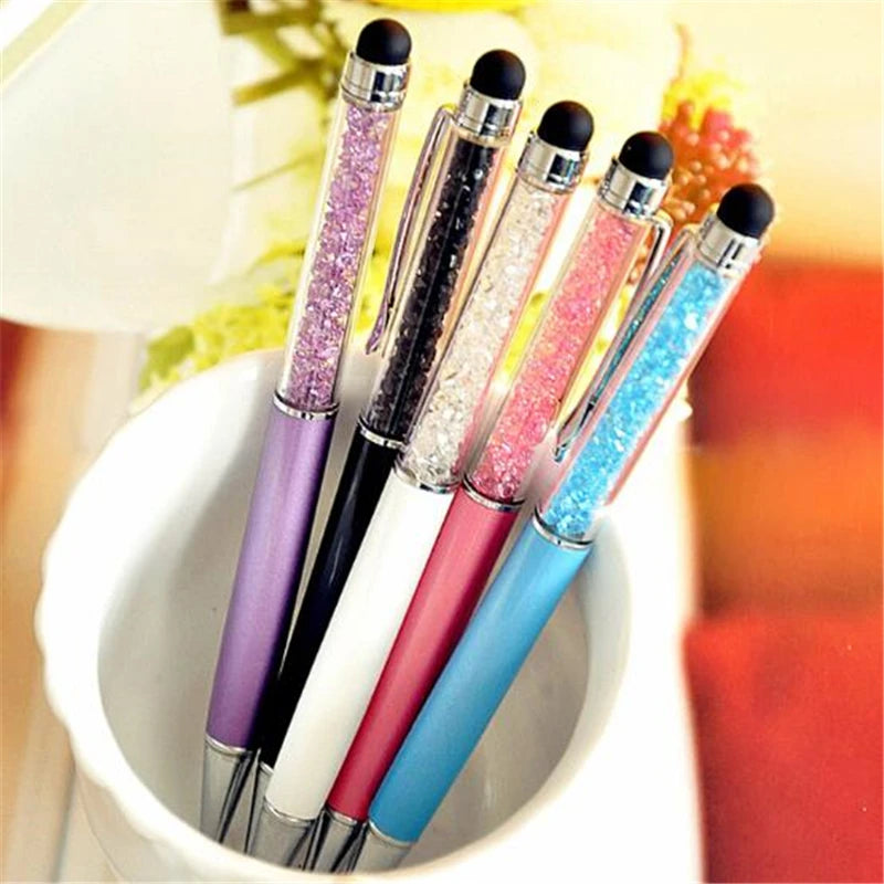 5 Pcs / Lot Crystal Pen Diamond Ballpoint Pens Stationery Ballpen Caneta Novelty Gift Zakka Office Material School Supplies