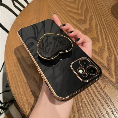 3D Black & Gold Heart Iphone Cases