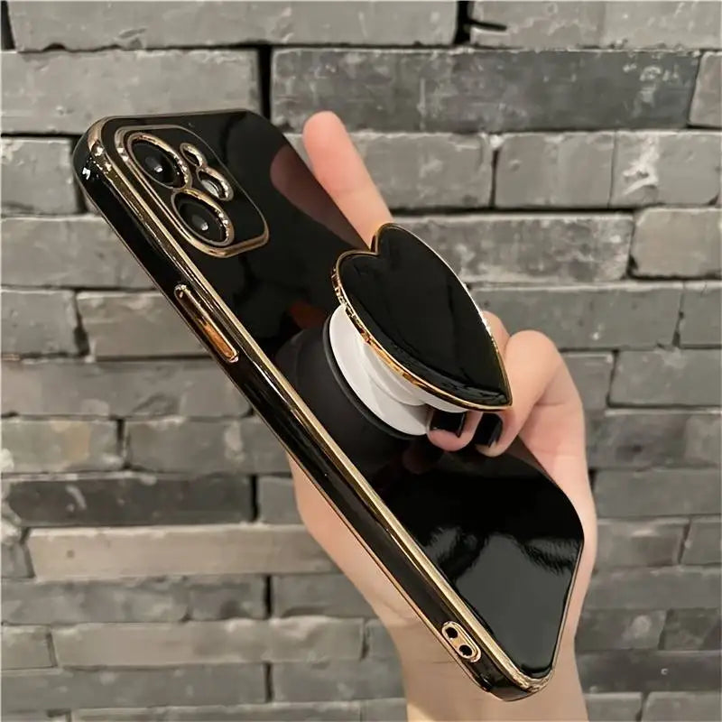 3D Black & Gold Heart Iphone Cases