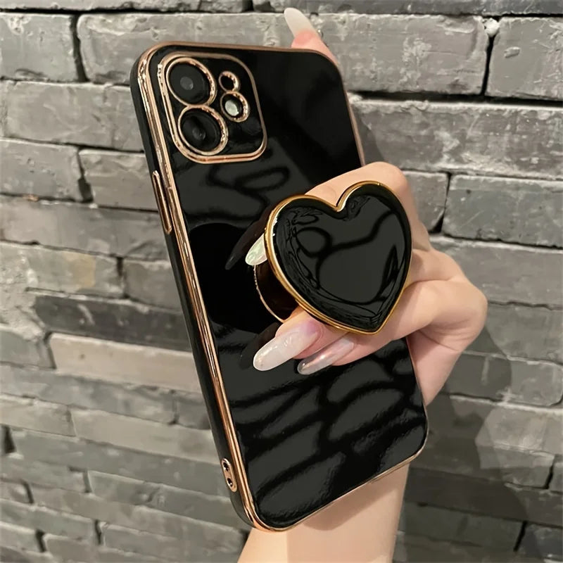 3D Black & Gold Heart Iphone Cases